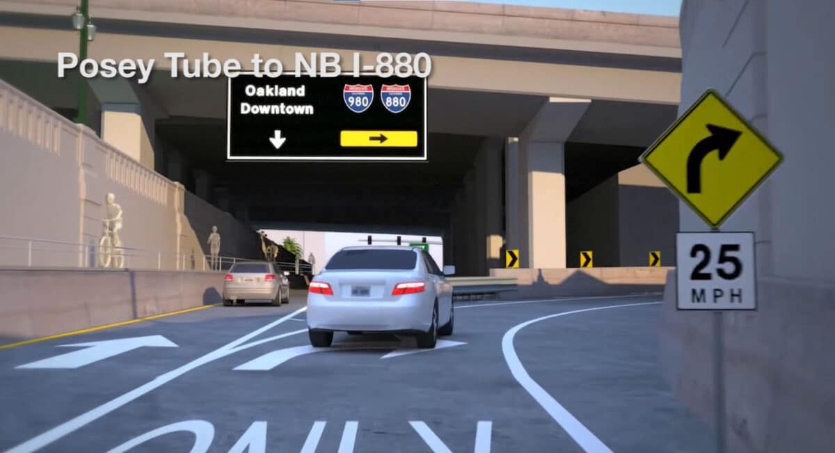 Amanda Post - a render of a road from the Posey Tube to I-880 after the Oakland Alameda Access Project