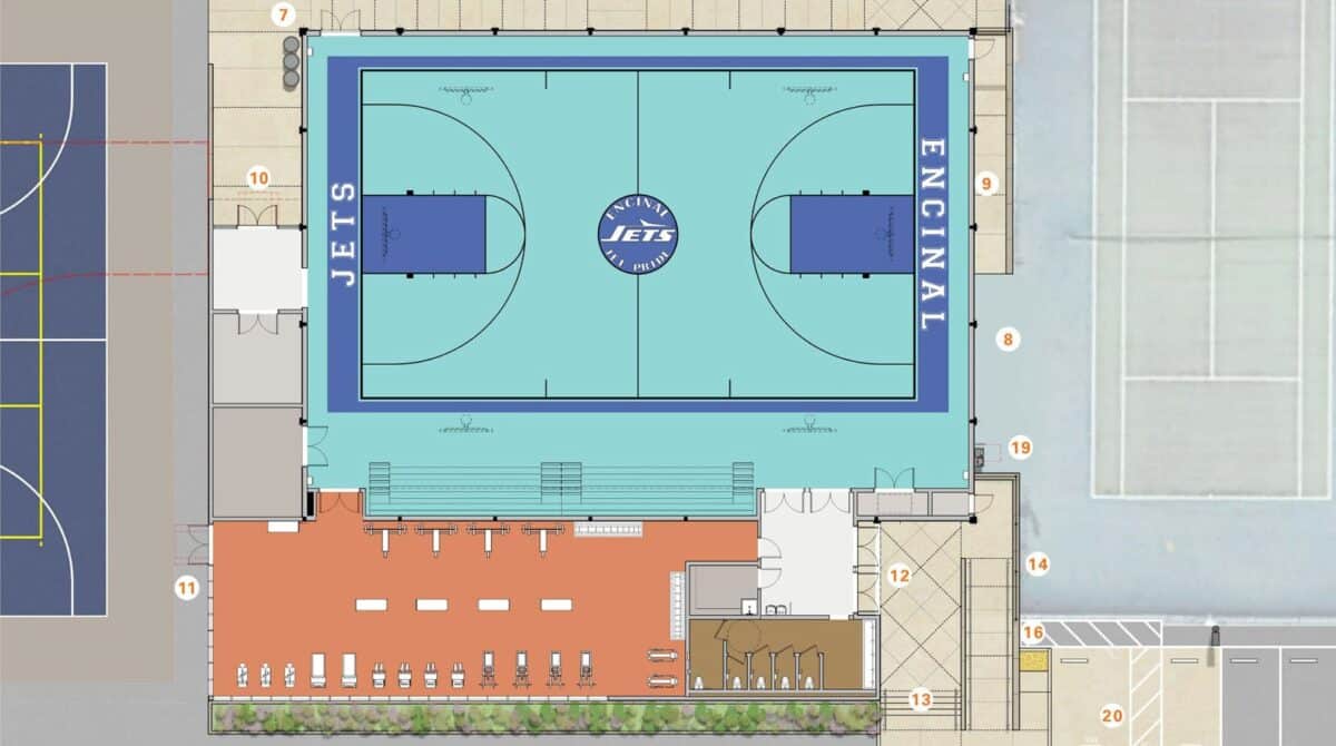 Alameda Post - floor plans for a gym including several kinds of courts and a weight room