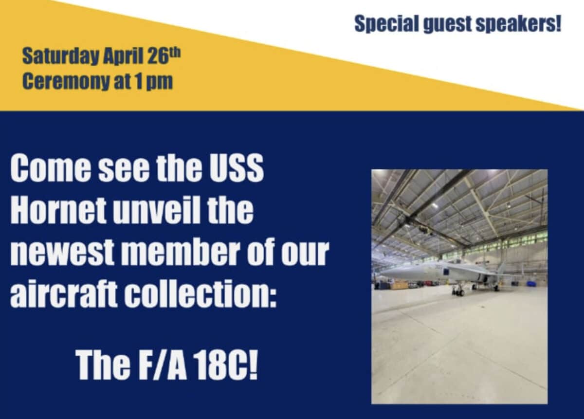 Alameda Post - the poster for the USS Hornet's unveiling of a new aircraft