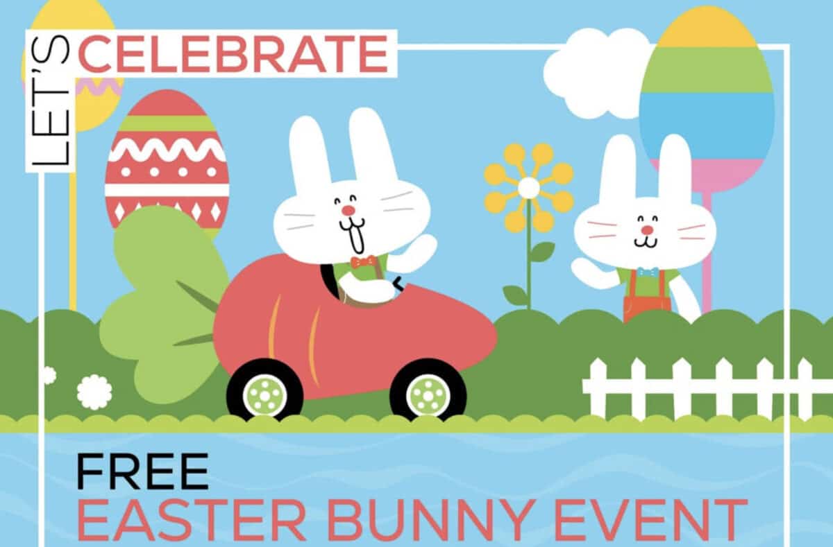 Alameda Post - a poster for the Free Easter Bunny Event at South Shore
