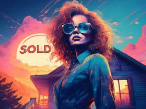 Alameda Post - a red haired woman stands in front of a home with the word "Sold"