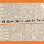 Alameda Post - a map of Alameda with a line down Grand Street that says "Grand St from Shore Line to Clement"