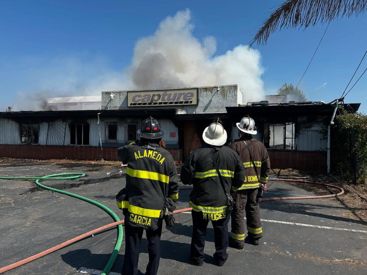 Alameda Post - Alameda firefighters at Estuary Fire. Oakland Fire Department photo/Facebook