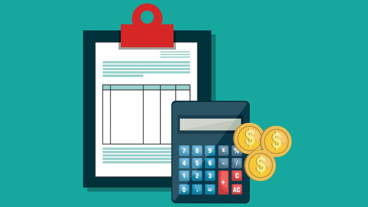 Alameda Post - a graphic of a clipboard with a form, a calculator, and coins