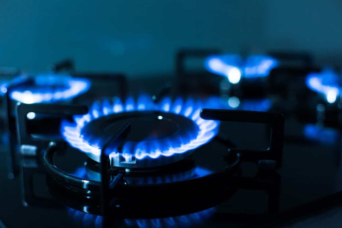 Alameda Post - a natural gas stove with burners on
