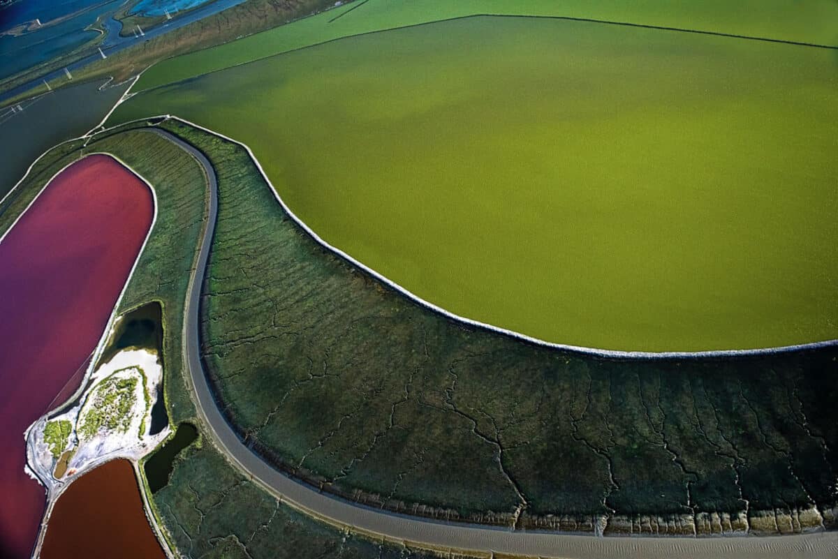 Alameda Post - an aerial view of tracts of water that are different colors