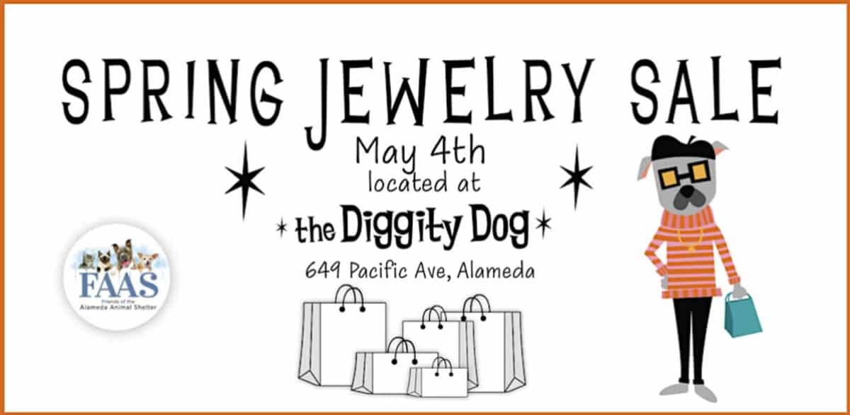 Alameda Post - a poster for the Spring Jewelry Sale at the Diggity Dog