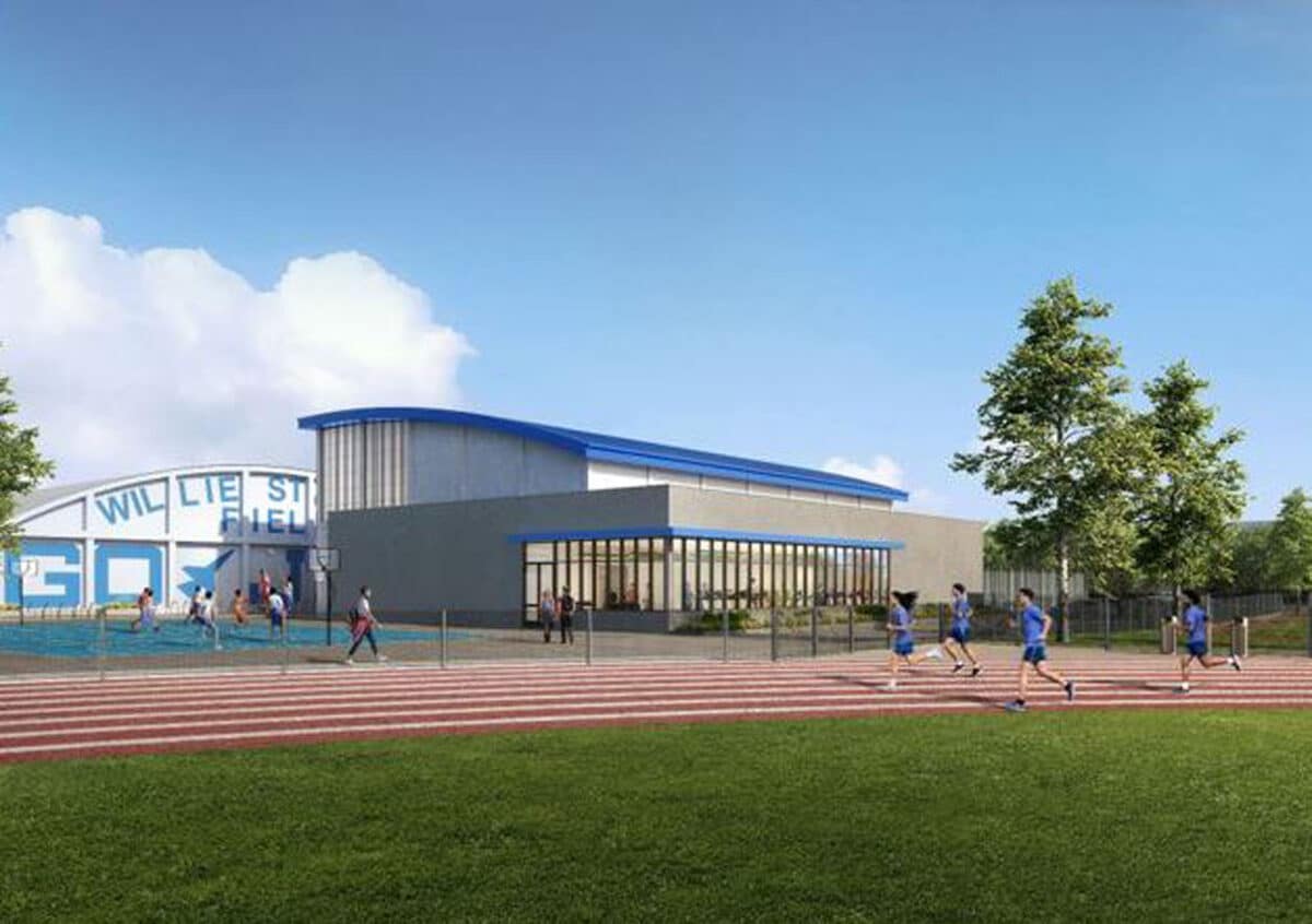 Alameda Post - a render of the new gym at Encinal Junior and Senior High School
