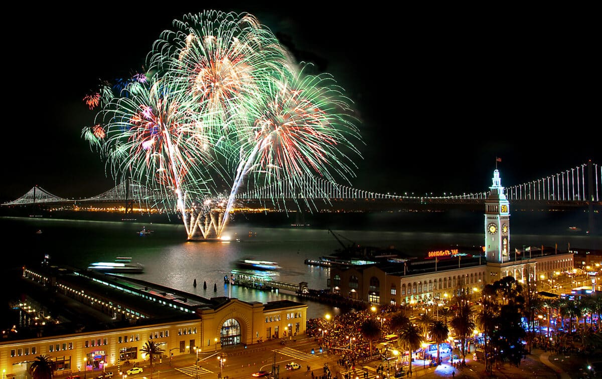 Alameda Post - Fireworks over the Bay Bridge and Embarcadero