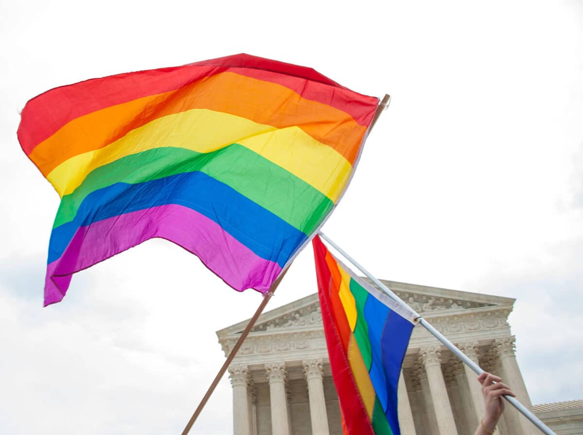 Alameda Post - Rainbow Pride flags displayed in front of the Supreme Court.