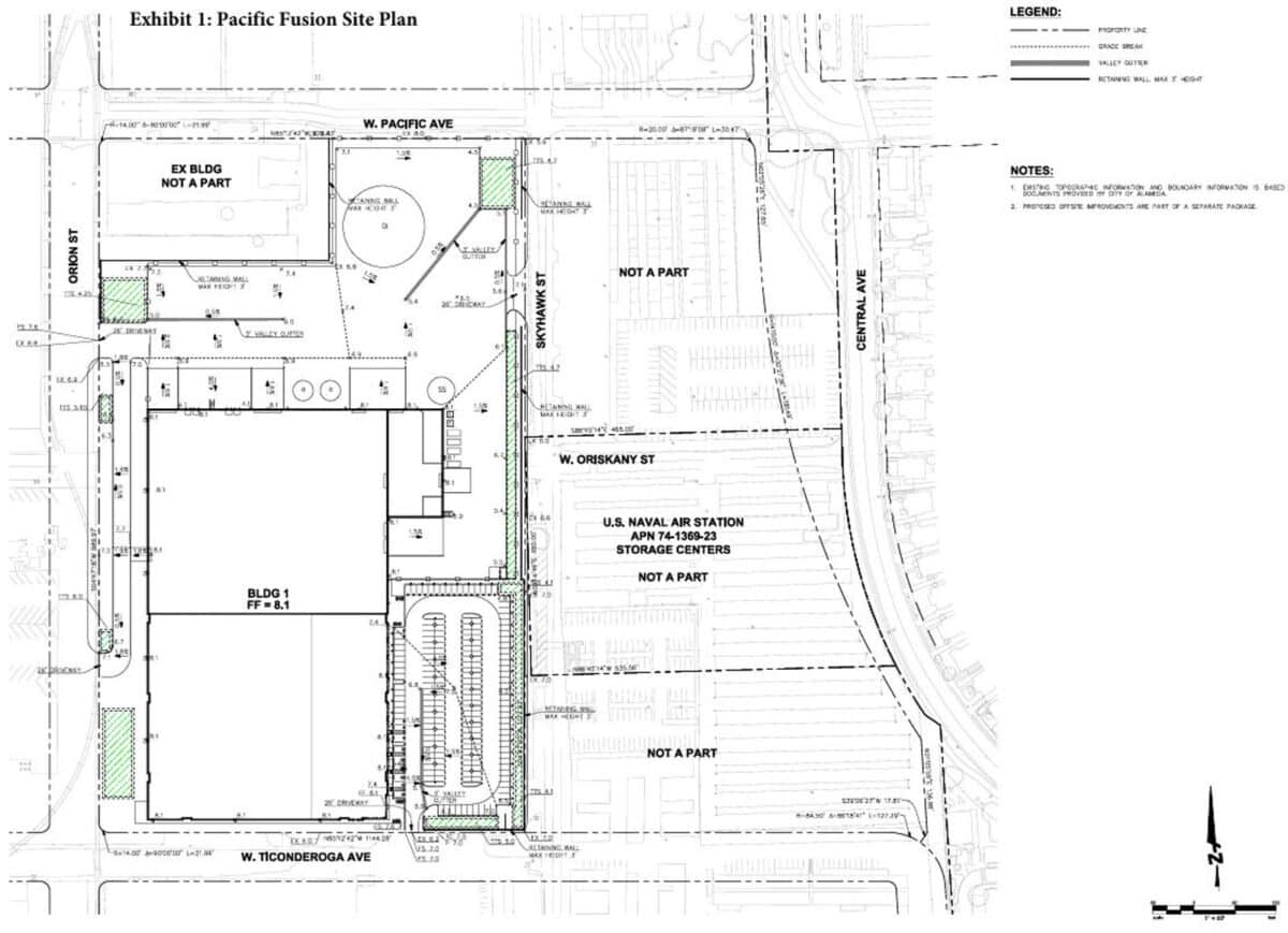 Alameda Post - a site map for Pacific Fusion's potential new facility