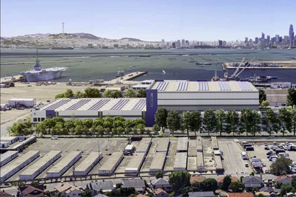 Alameda Post - a graphic of what the Pacific Fusion facility could look like at Alameda Point