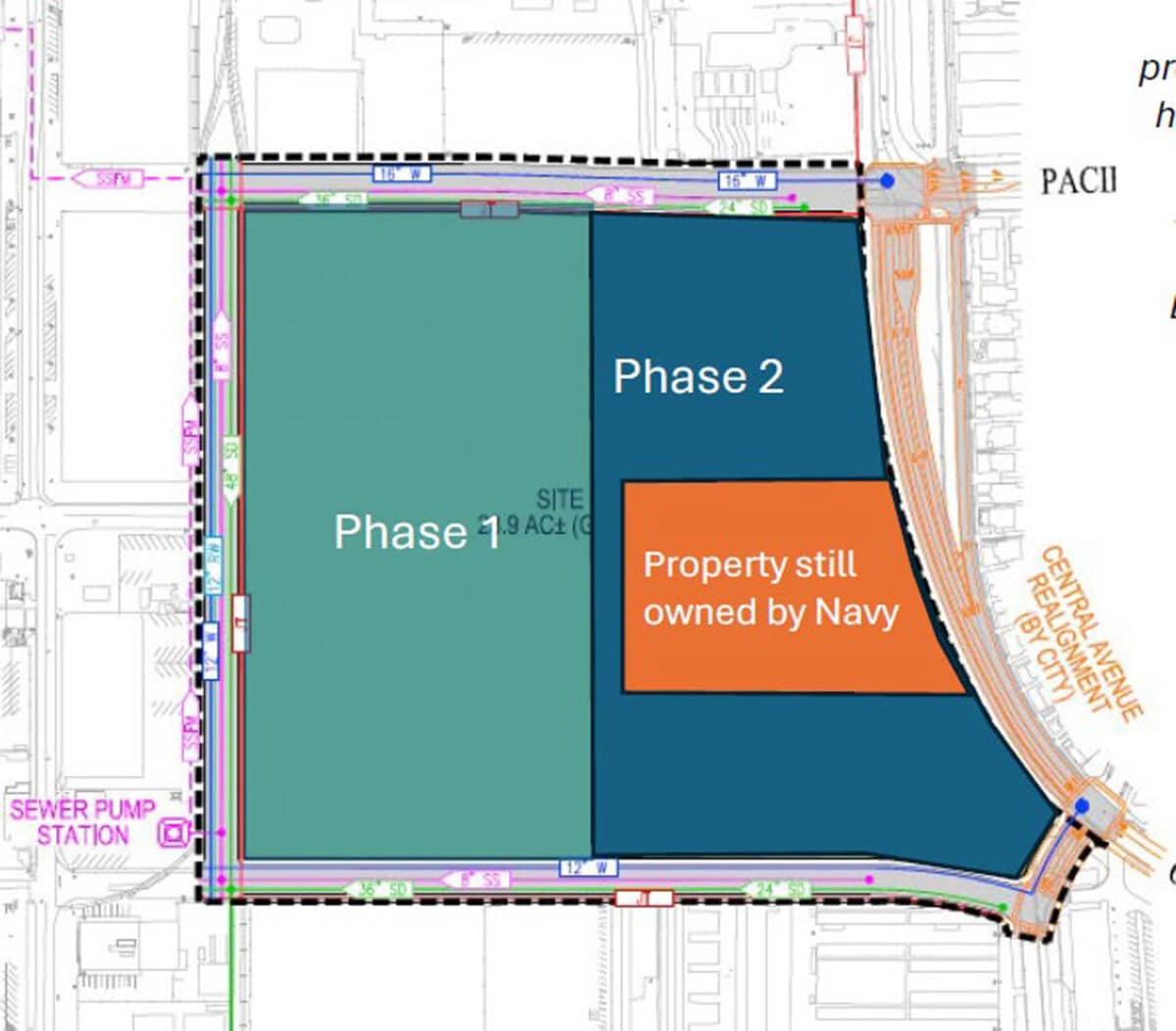 Alameda Post - a map of an Alameda Point area where pacific Fusion may purchase land
