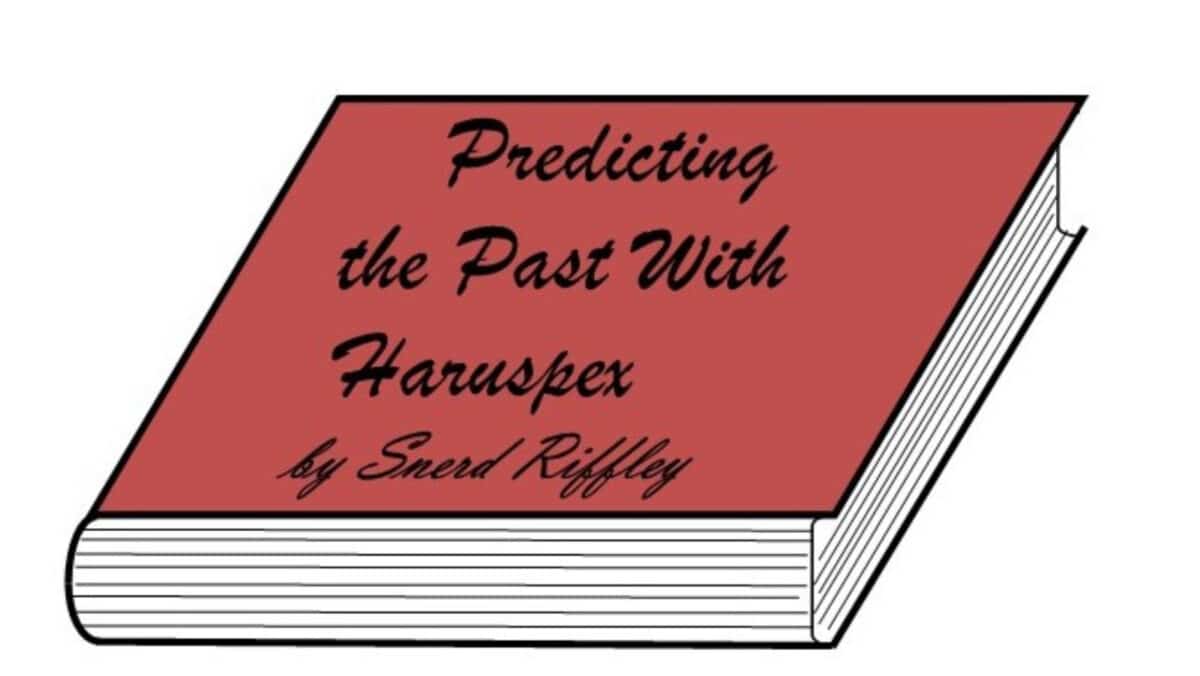 Alameda Post - a drawing of a book with the title "Predicting the Past with Haruspex" 