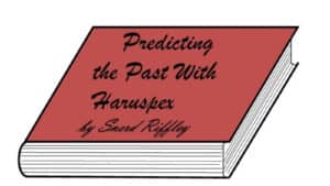 Alameda Post - a drawing of a book with the title "Predicting the Past with Haruspex"
