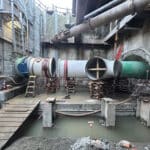 Alameda Post - a large below ground construction site with EBMUD pipes