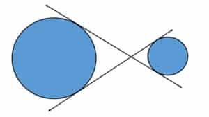Alameda Post - a math diagram in which Two intersecting lines are tangent to two circles