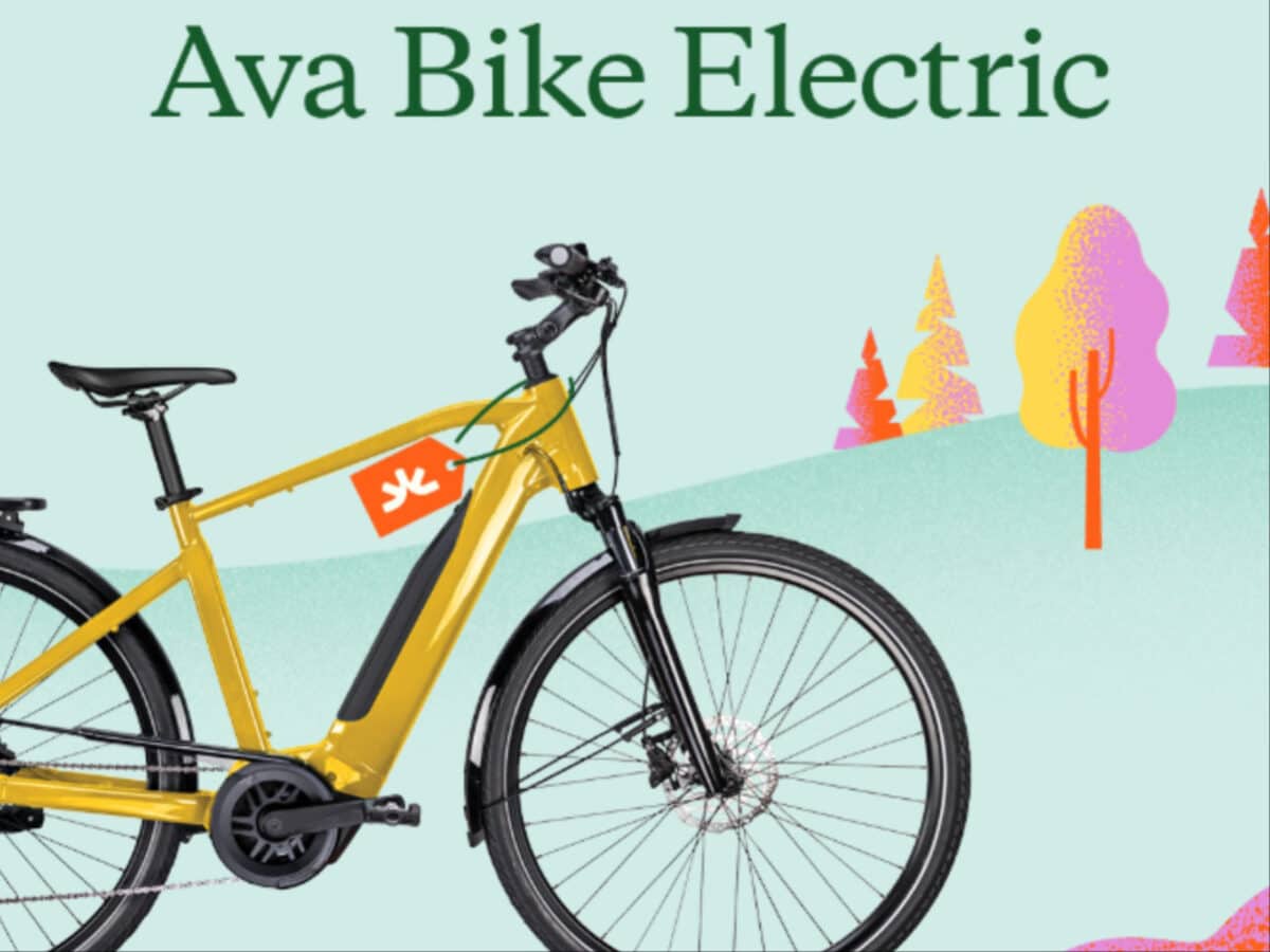 Alameda Post - a graphic of an E-bike with the words "Ava Bike Electric"