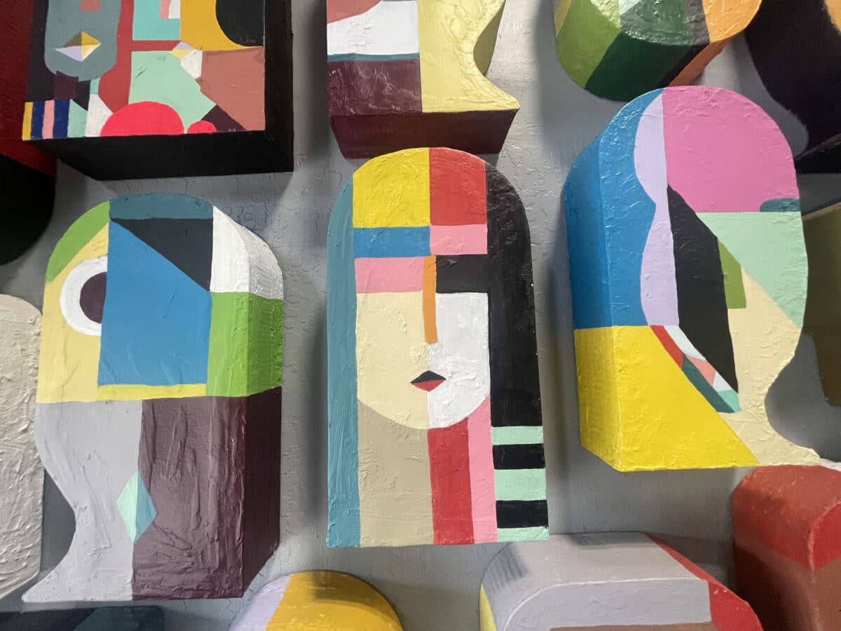 Alameda Post - a colorful art exhibit of large shapes with bright colors