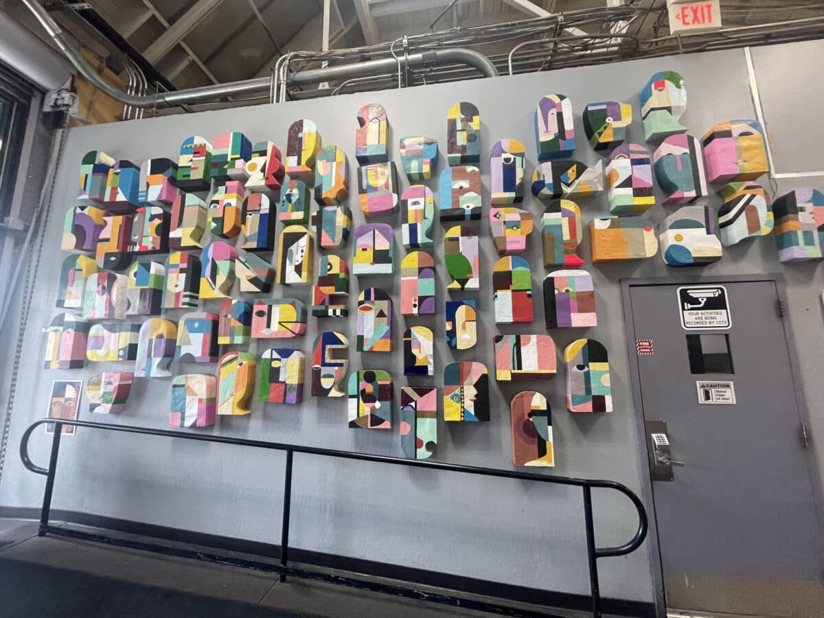 Alameda Post - a colorful art exhibit of large shapes with bright colors