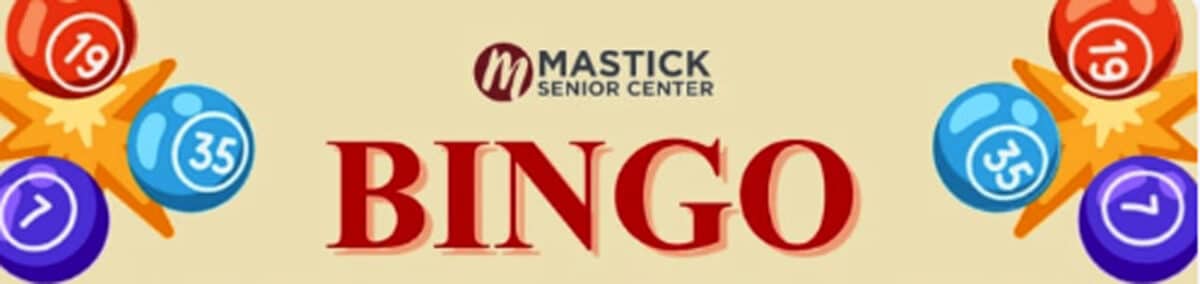 Alameda Post - a graphic with bingo balls that says "Mastick Senior Center bingo"