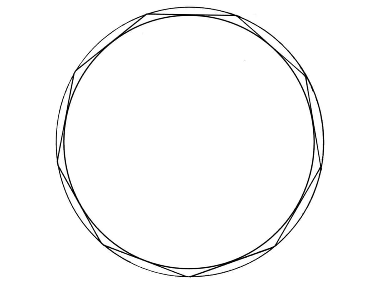 Alameda Post - a regular enneagon that has nine equal sides and nine equal angles which is inscribed by an outer circle and that inscribes an inner circle