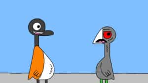 Alameda Post - Goose and Old Coot from Two Birds from Alameda stand and talk.