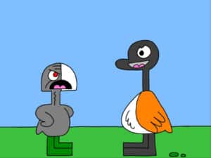 Alameda Post - Goose from Two Birds from Alameda talks with a coot who looks upset