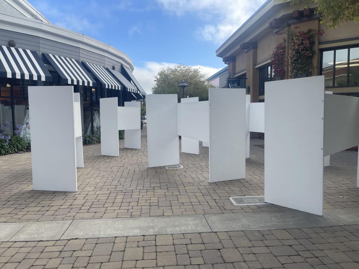 Alameda Post - empty temporary art displays at South Shore Center