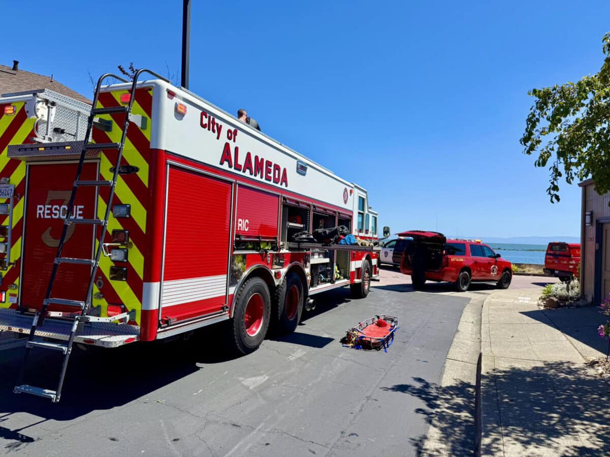 Alameda Post - an AFD truck parked by Ballena Bay