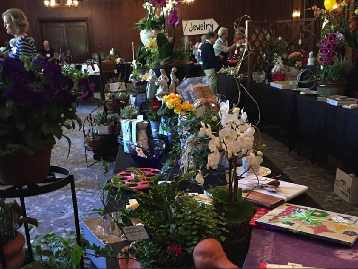 Alameda Post - a lovely room filled with decor, plants, and other items for sale at the AWC's Summer Faire