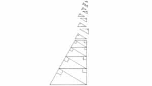 Alameda Post - a large triangle composed of increasingly small right triangles that fit together as they land