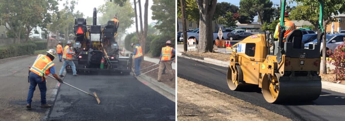 Alameda Post - construction crews work on new pavement
