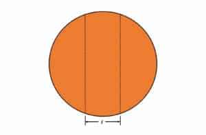 Alameda Post - a math diagram of a circle with a strip down the center with the width labeled T