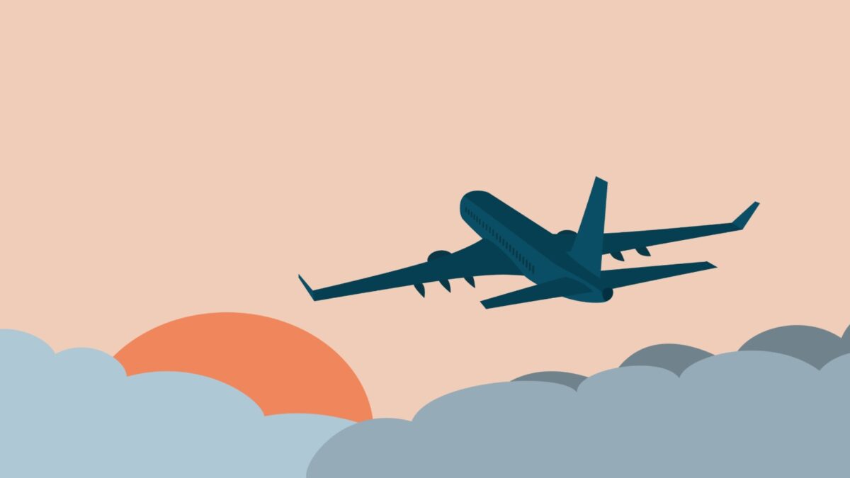 Alameda Post - a drawing of a plane at sunset