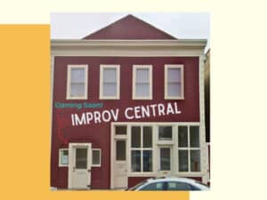 Alameda Post - a photo of a red building with the text "Coming Soon! Improv Central"