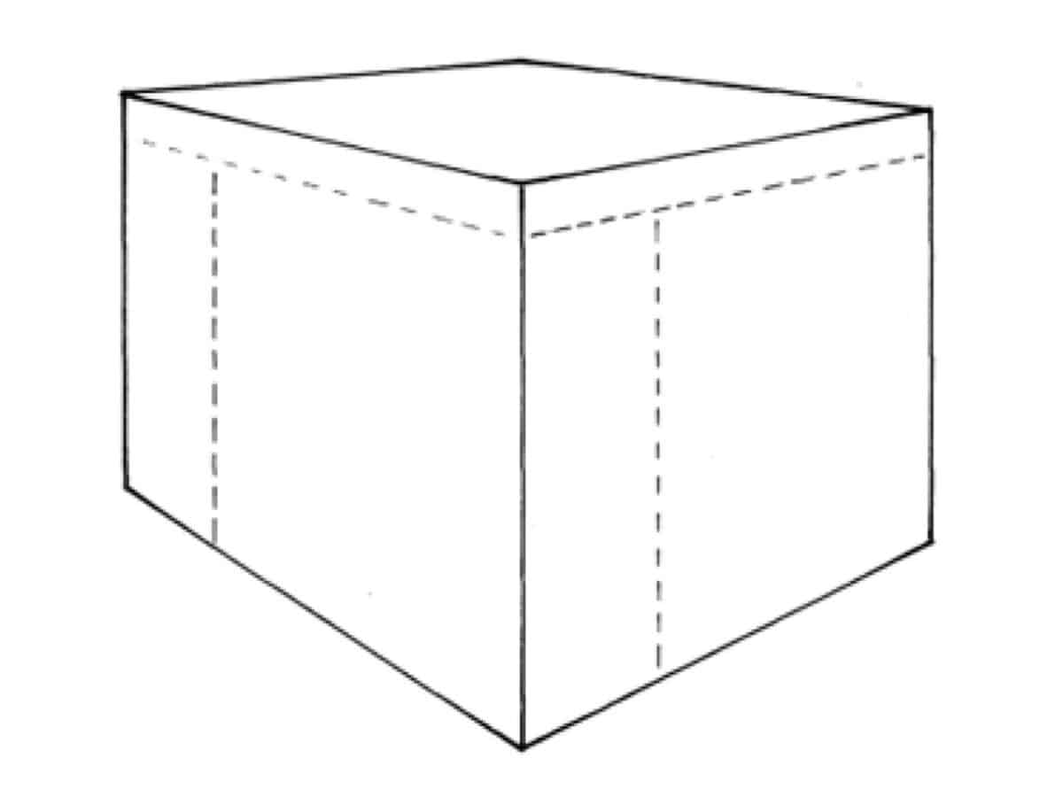 Alameda Post - a simple drawing of a block of tofu as a 3D object