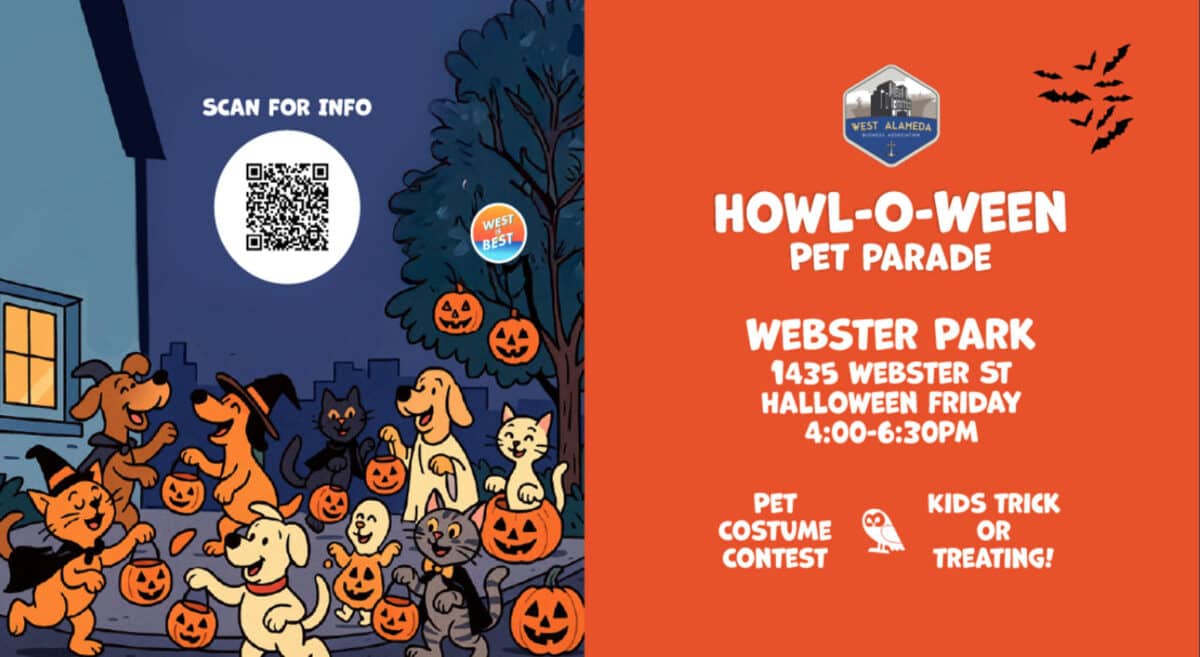 Alameda Post - A poster for the Howl O Ween Pet Parade at Webster Park