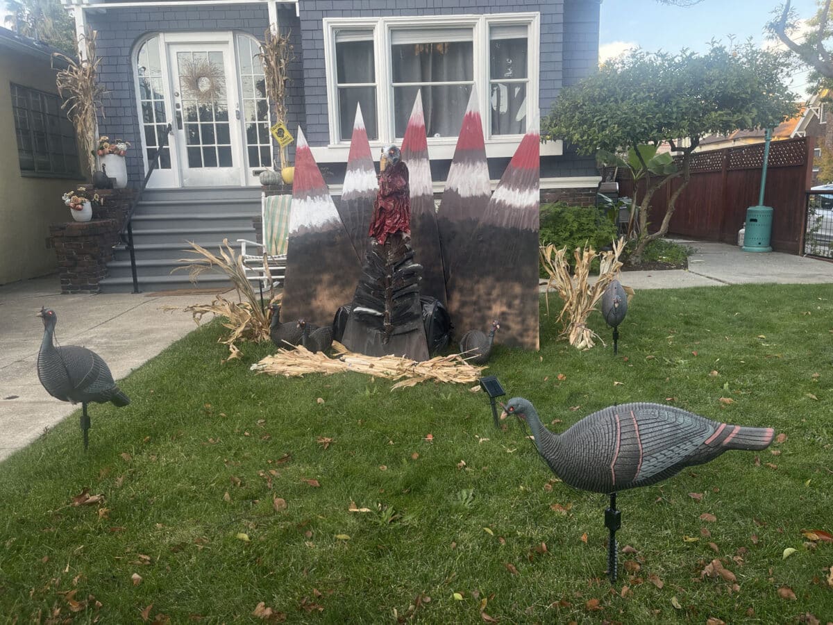 Alameda Post - A large display of fall decor with turkeys. 