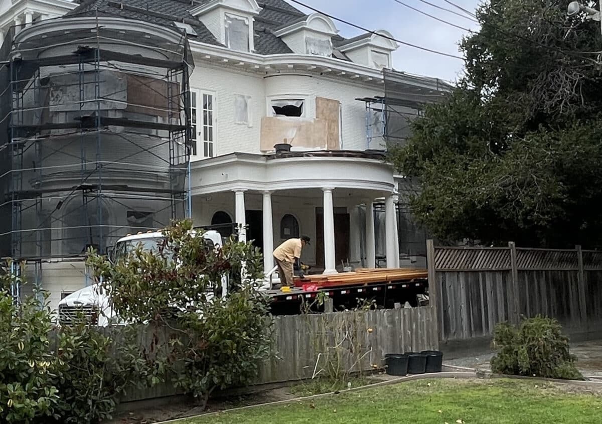 Alameda Post - A construction grew works on the porch at 1619 Central Avenue.