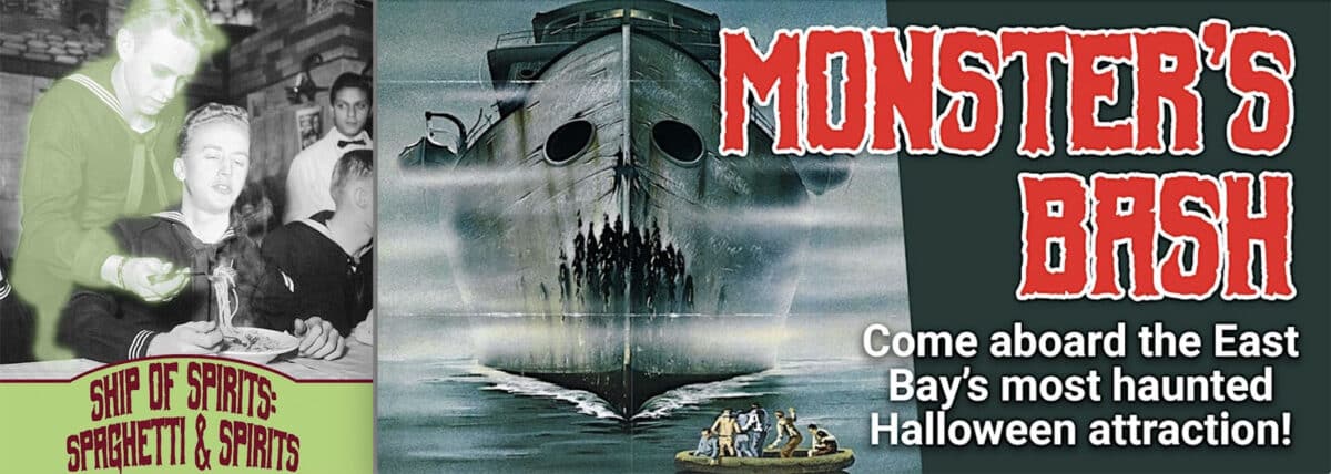 Alameda Post - The posters for the Ship of Spirits and Monster's Bash events on the USS Hornet.