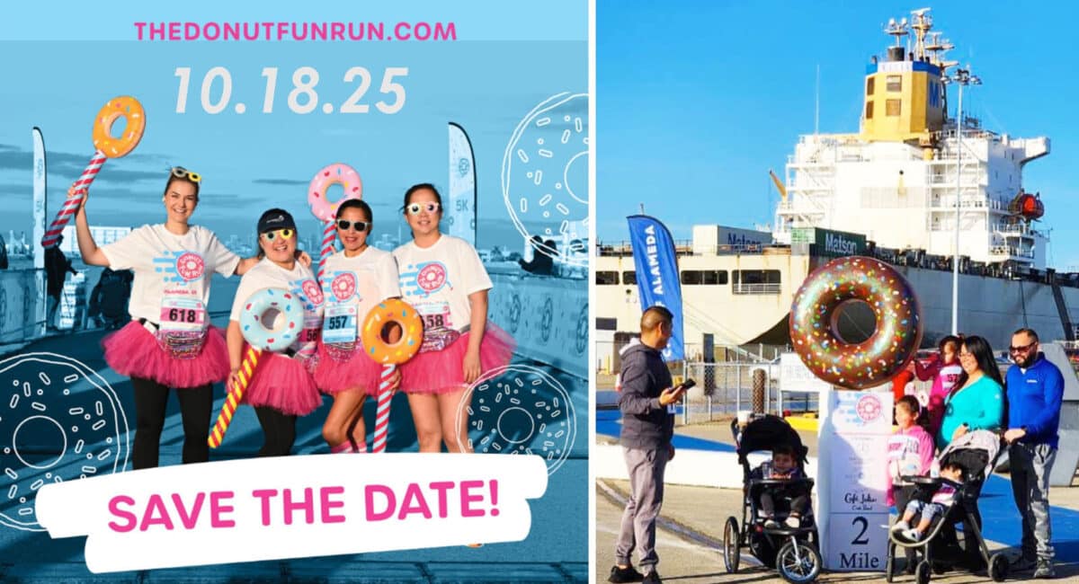 Alameda Post - Photos of participants in the Donut Fun Run, including donut props and costumes.