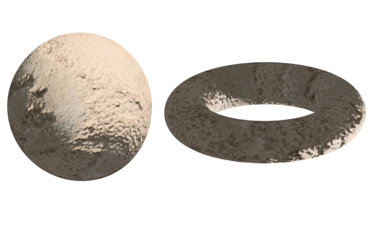 Alameda Post - An image of a spherical ball of dough next to a dough that has been shaped into a bagel.