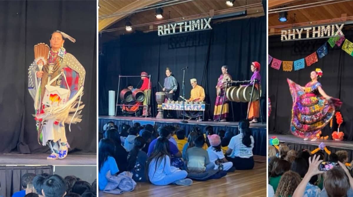Alameda Post - Performers onstage at Rhythmix Cultural Works perform for a young audience.
