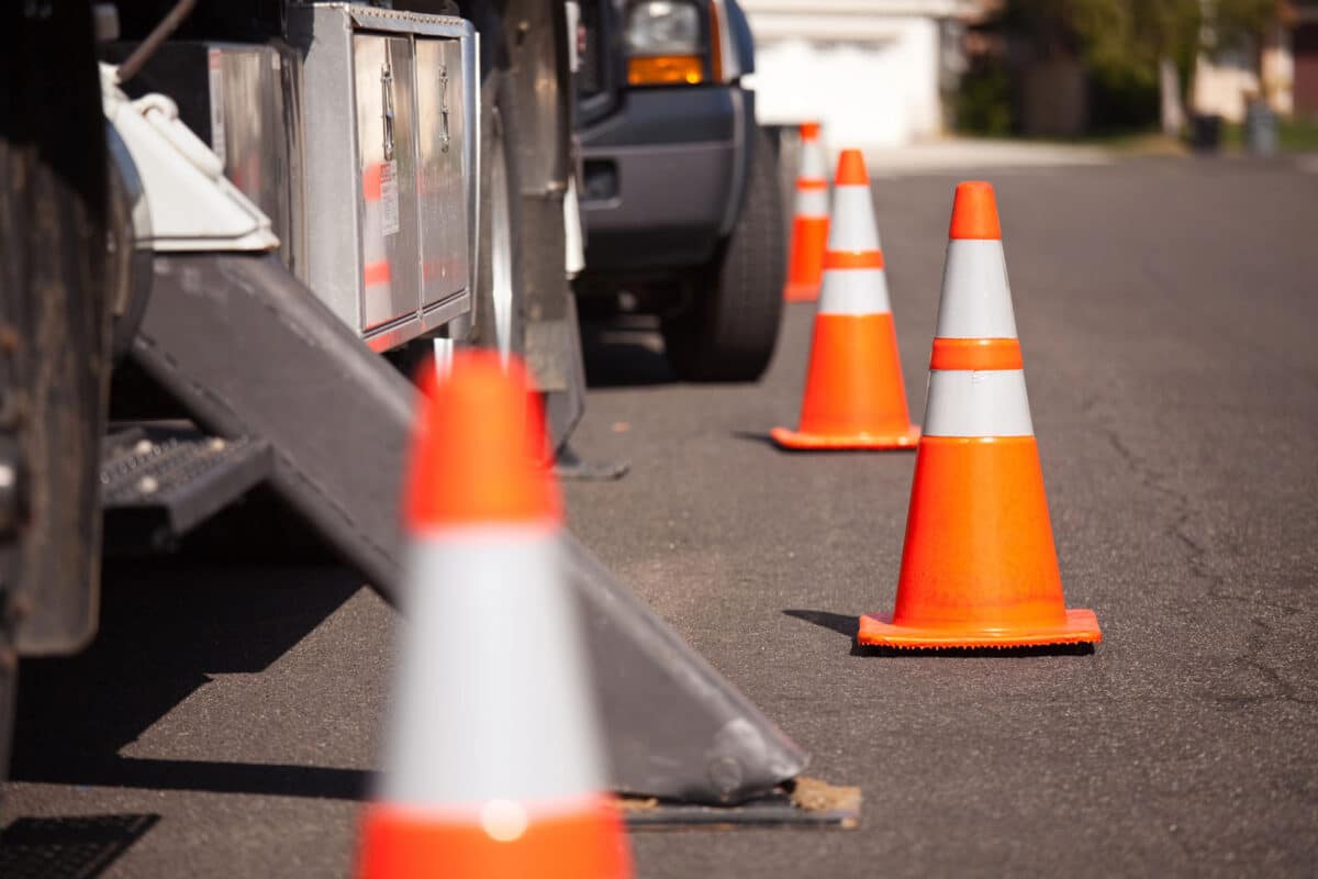 Alameda Post - Cones on a road. 