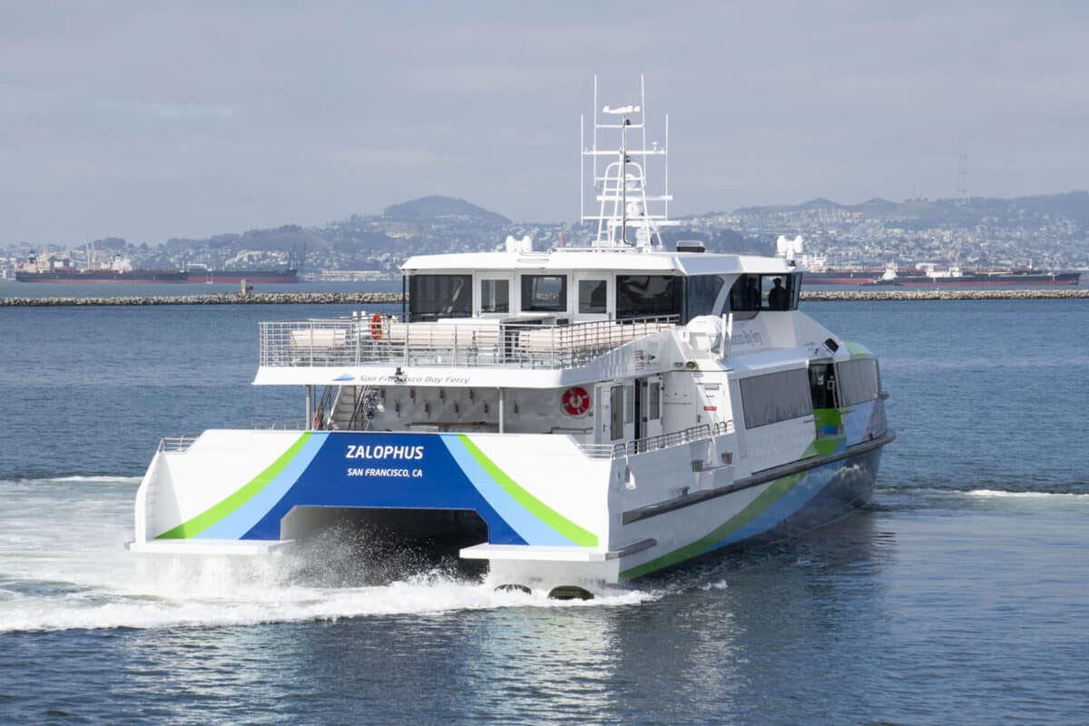 Alameda Post - the Zalophus ferry rides into the Bay.