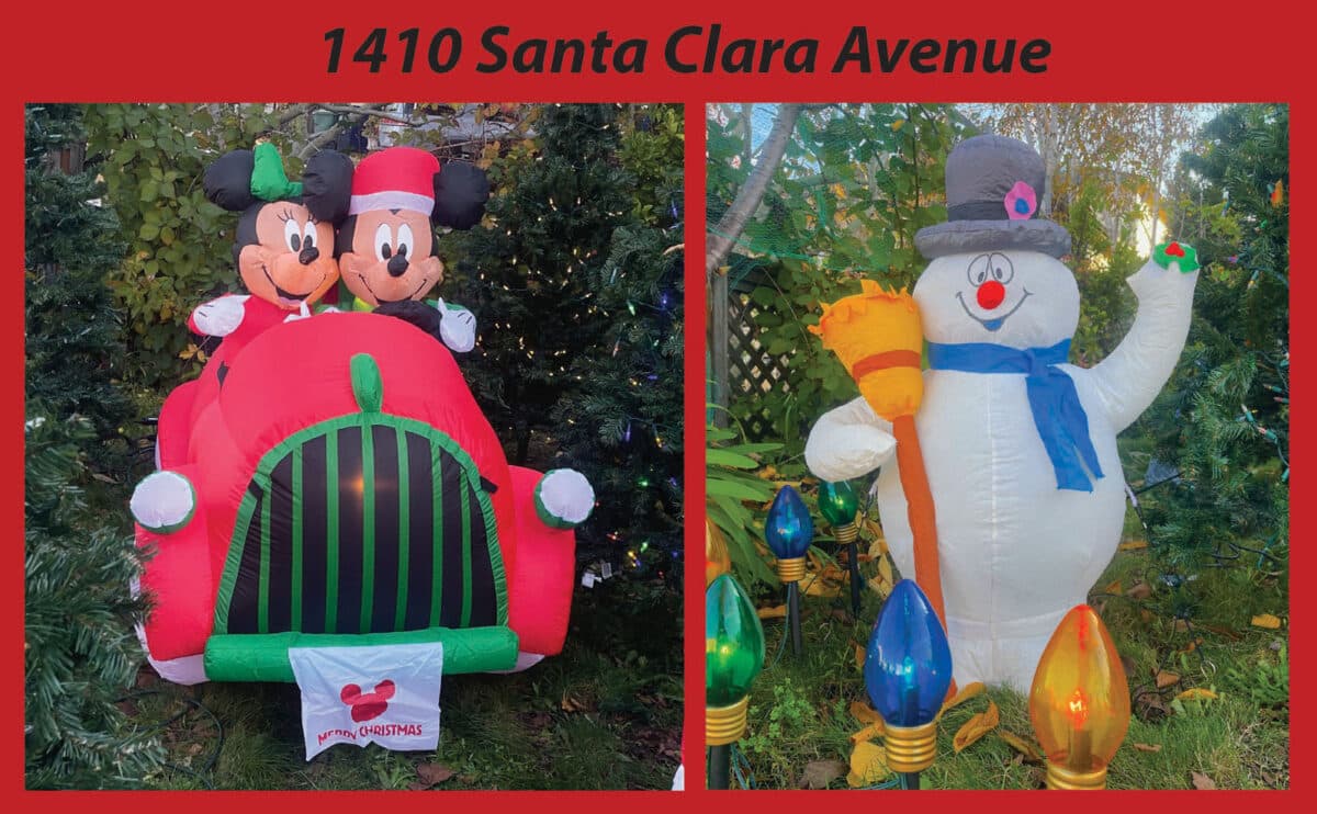 Alameda Post - Blow up Minnie, Mickey, and Snowman decorations.