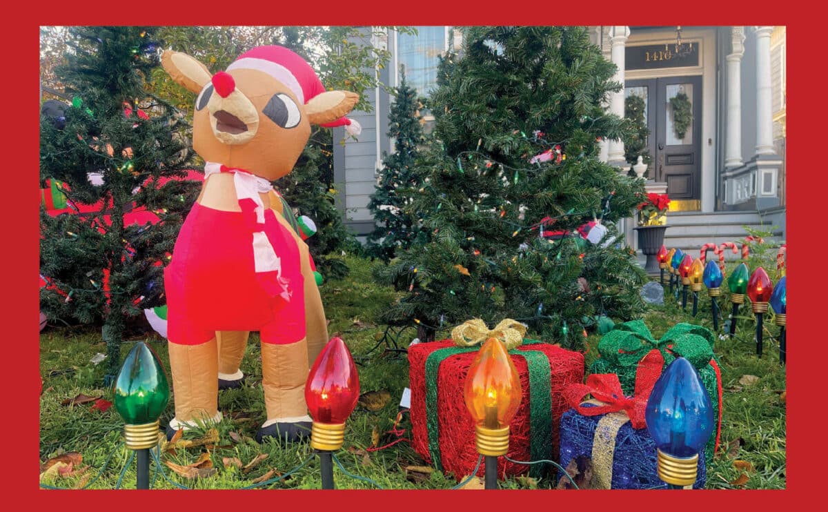 Alameda Post - Blow up Rudolph and present decorations.