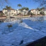 Alameda Post - The lagoon at Bay Farm Island, covered in foam.