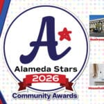 Alameda Post - The logo for Alameda Stars 2026 Community Awards with words and photos for the Business Services and Household Services divisions.